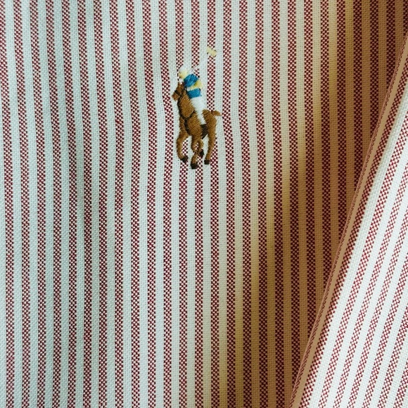 Ralph Lauren Classic Fit Red/White Striped Oxford Shirt Long Sleeve Size XXL - Picture 3 of 7